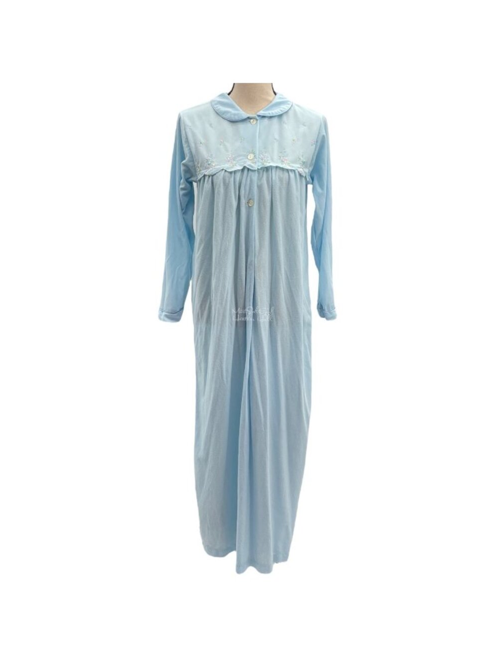 Carole Vtg 1980's Soft Fleece Floral Embroidered Maxi Nightgown